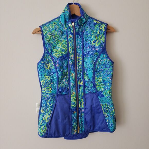 Lilly Pulitzer Womens Blake Quilted Barn Sleeveless Jacket Iris Blue Vest Sz XS - Picture 5 of 8